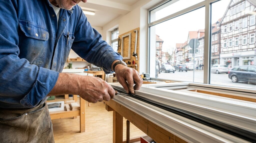 Handwerker erneuert Fensterdichtung für besseren Schallschutz – Dichtwerk Schwerin